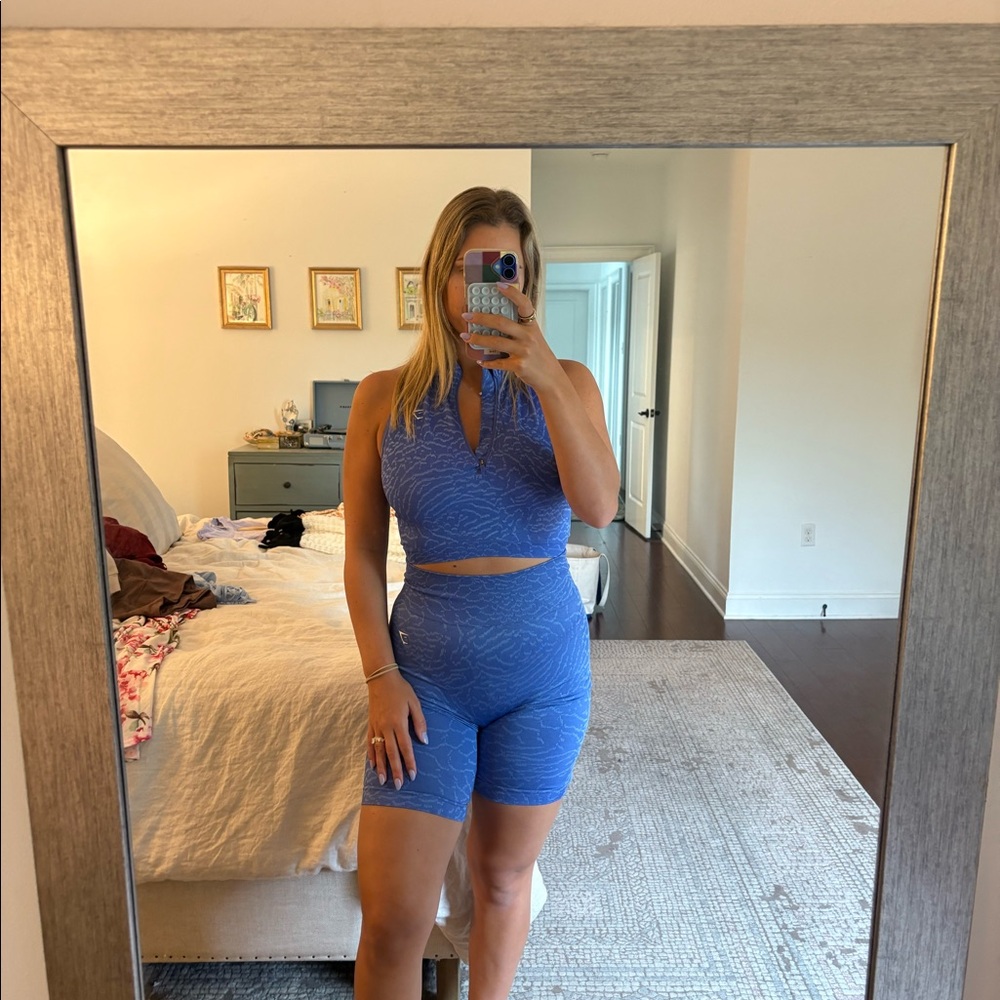 Blue Gymshark athleisure set